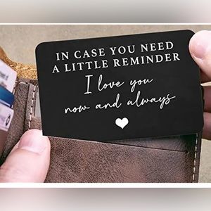 NWT Aluminum Alloy Engraved Wallet Card Decoration Gift For Boyfriend Husband